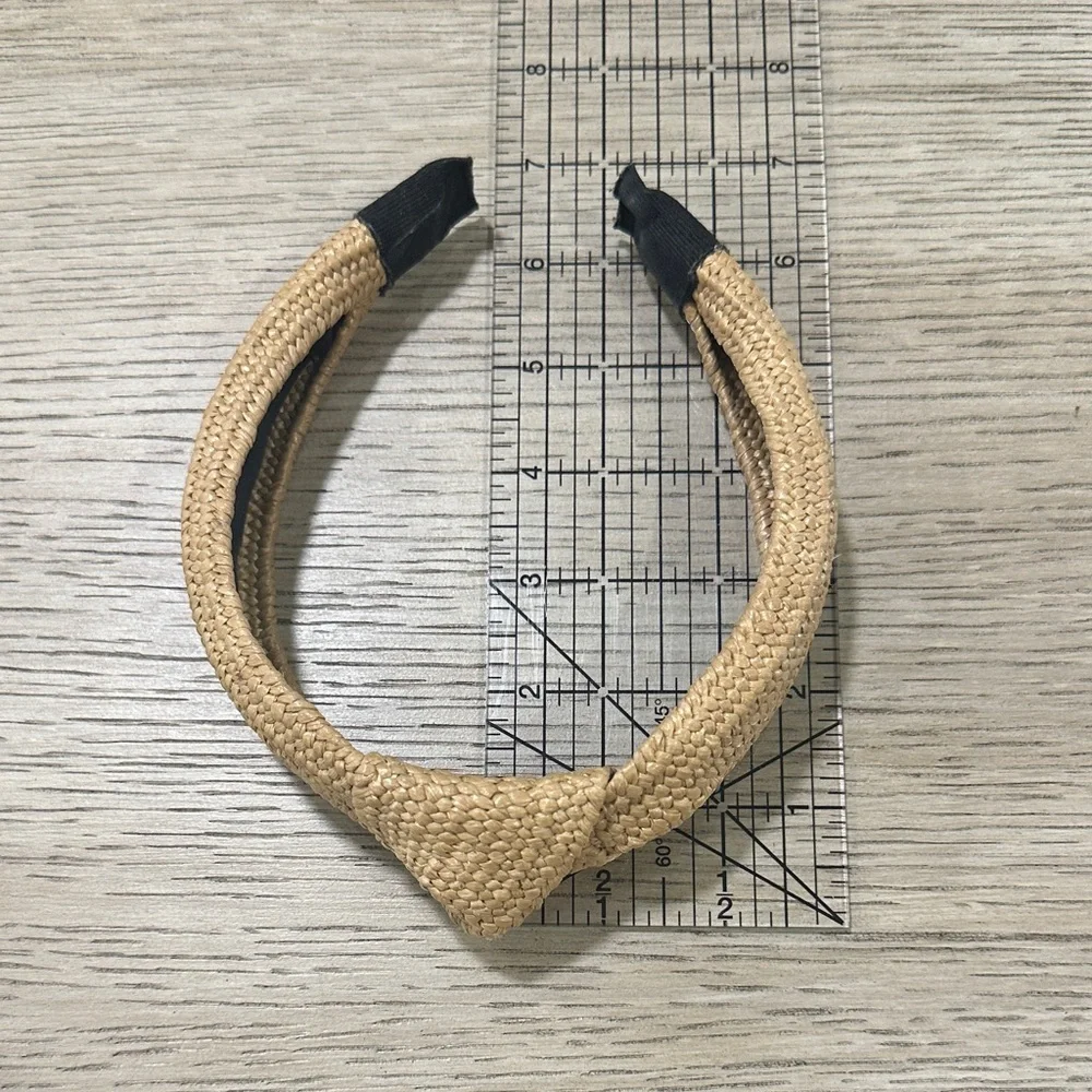 Braided Knot Padded Headband - Natural Straw